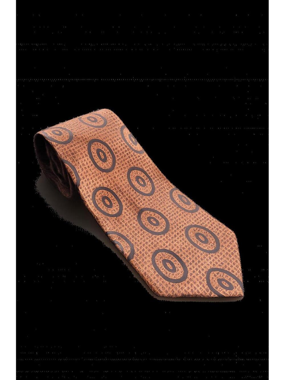 SUPERBA Brown Geometric Oval Pattern Polyester Neck Tie